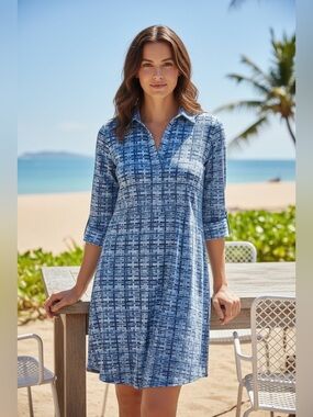 J. McLAUGHLIN Blue Charlee Dress Catalina Cloth XS NWT $238 Coastal Preppy